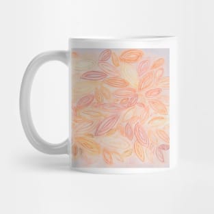 Watercolor leaves, autumn fall, in pale light pastel terra cotta beige orange peach tan yellow Mug